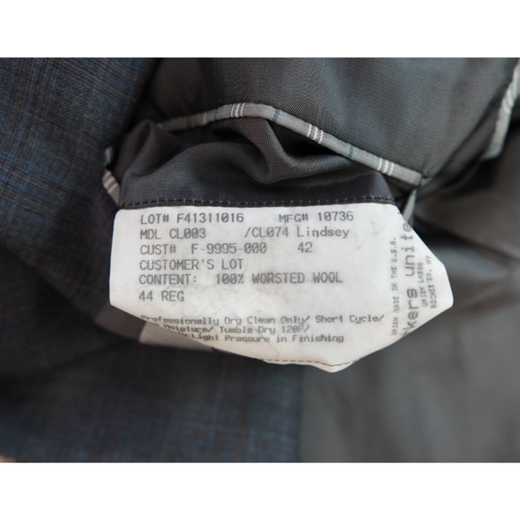 Hickey Freeman Lindsey Suit Jacket Mens 44R Worsted Wool Glenn Plaid Gray EUC - Picture 6 of 7